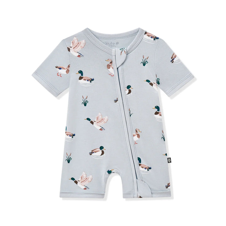 Kyte Baby Zippered Shortall Romper - Mallard Duck