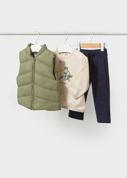 Mayoral 3pc Pullover Set with Vest - Bayleaf