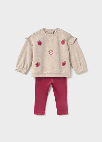 Mayoral Velvet Leggings and Sweater Set - Raspberry