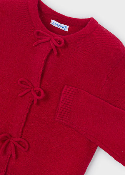 Mayoral Knit Cardigan with Bows - Red