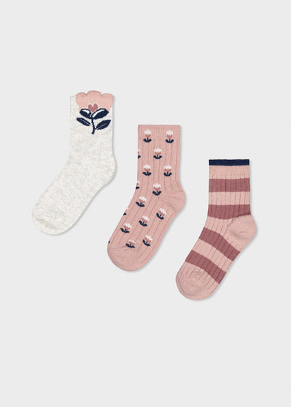 Mayoral 3pc Floral Sock Set - Pastel