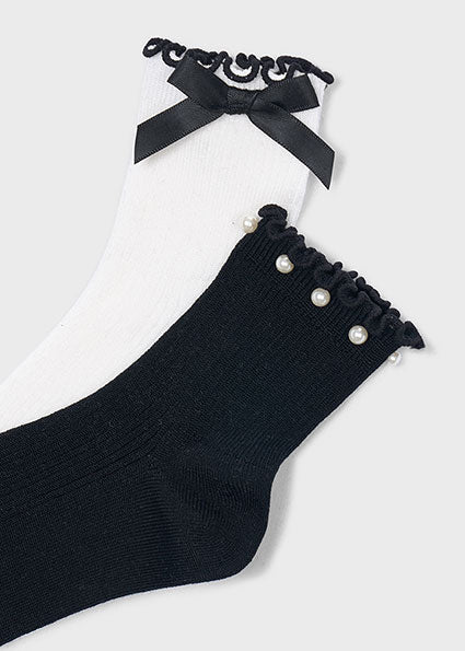 Mayoral 2pc Bow Sock Set - Black