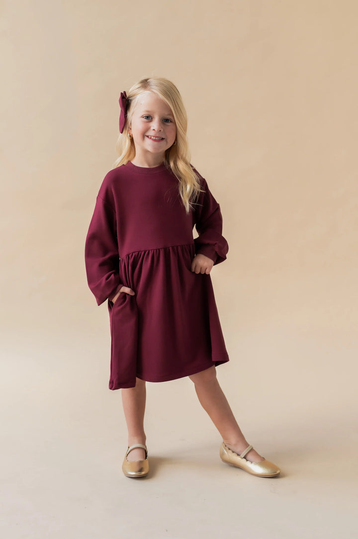 Kyte Baby Long Sleeve Skater Dress - Burgundy