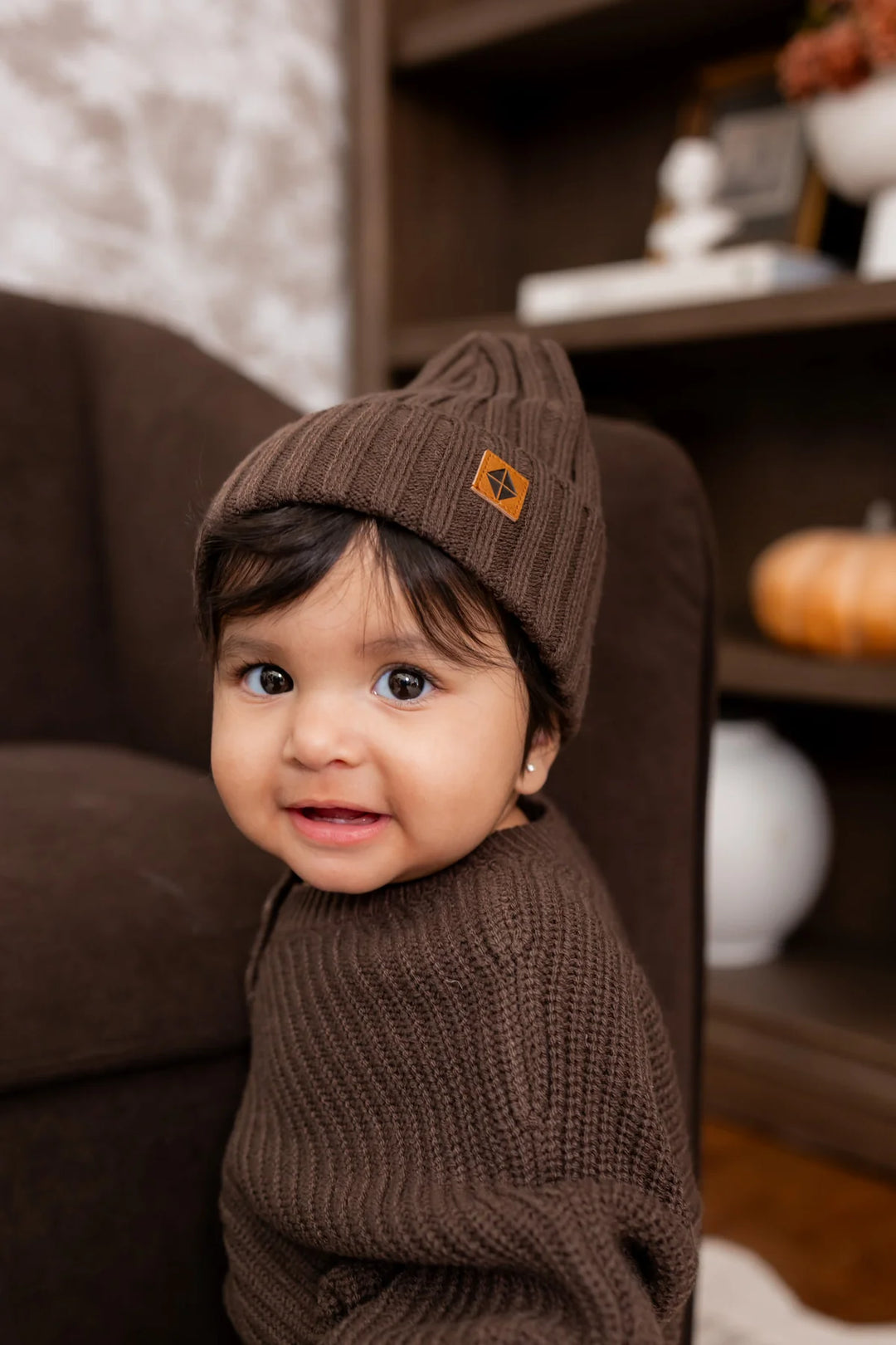 Kyte Baby Chunky Knit Ribbed Beanie - Espresso