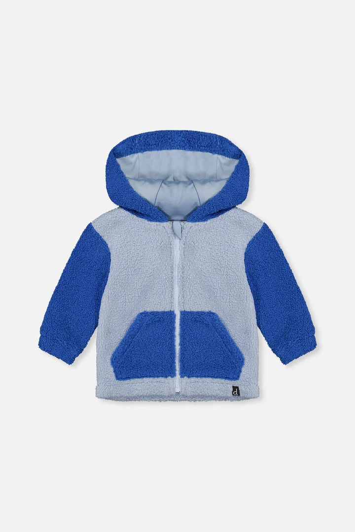 Deux Par Deux Sherpa Hooded Jacket - Bijou Blue