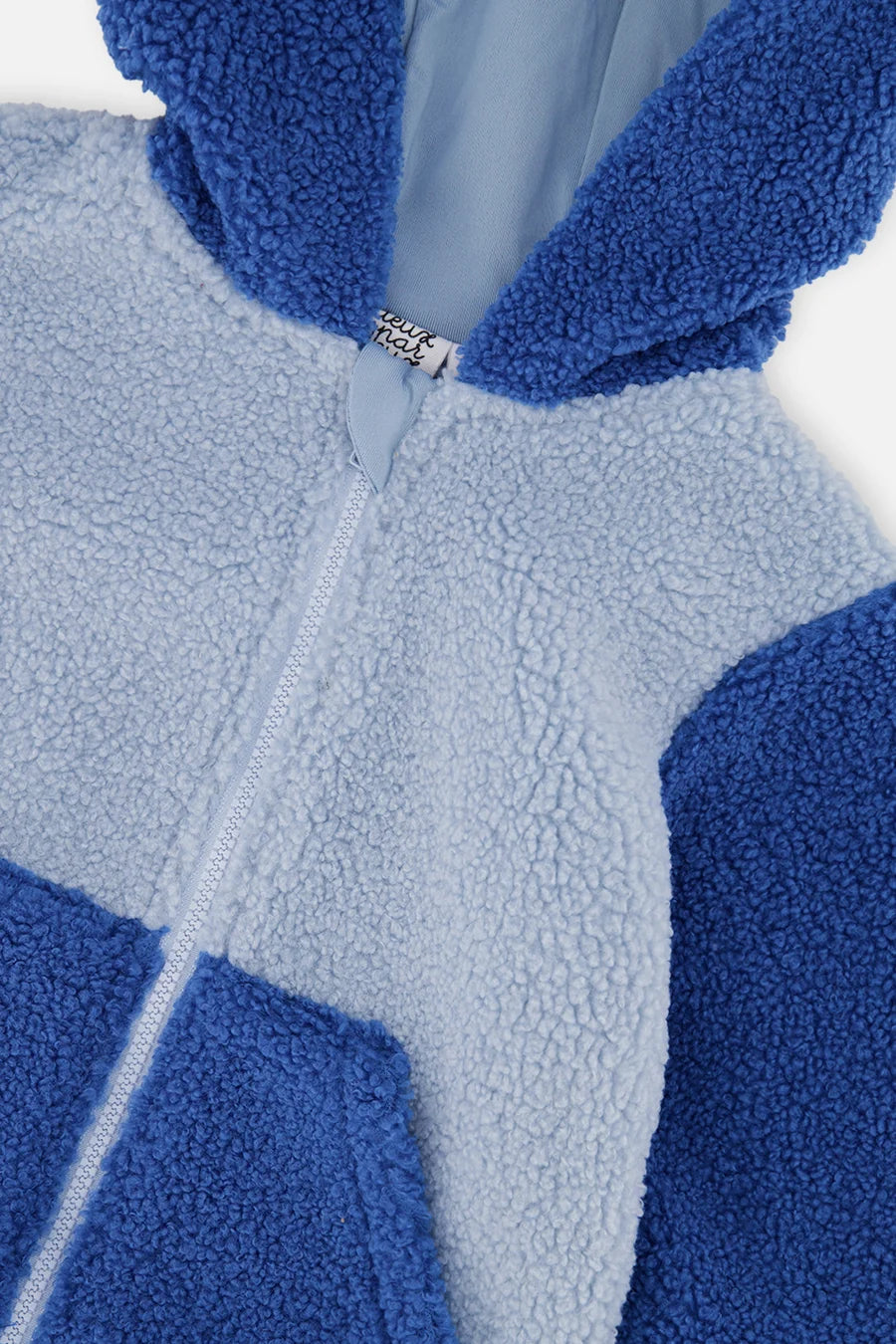 Deux Par Deux Sherpa Hooded Jacket - Bijou Blue