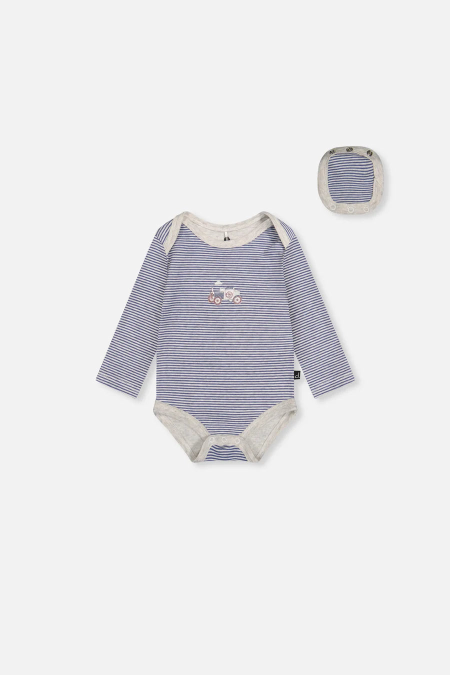 Deux Par Deux Orgnic Cotton Onesie - Printed Blue Stripe