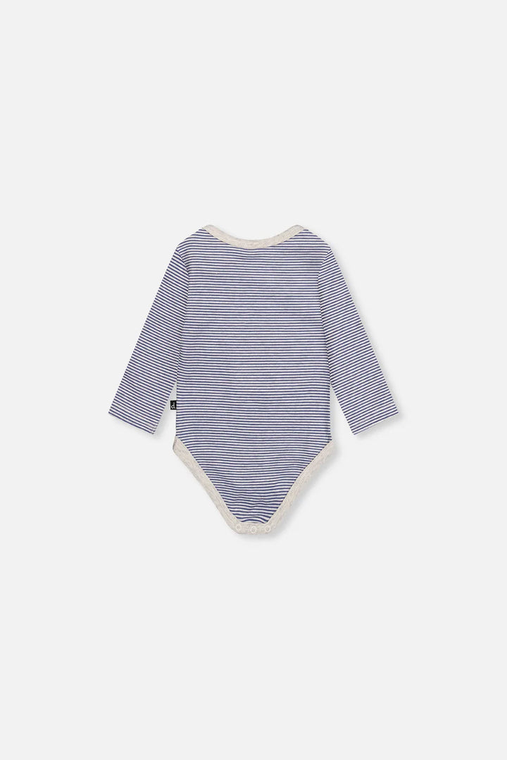 Deux Par Deux Orgnic Cotton Onesie - Printed Blue Stripe