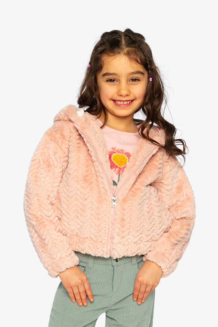 Deux Par Deux Fake Fur Hooded Cardigan