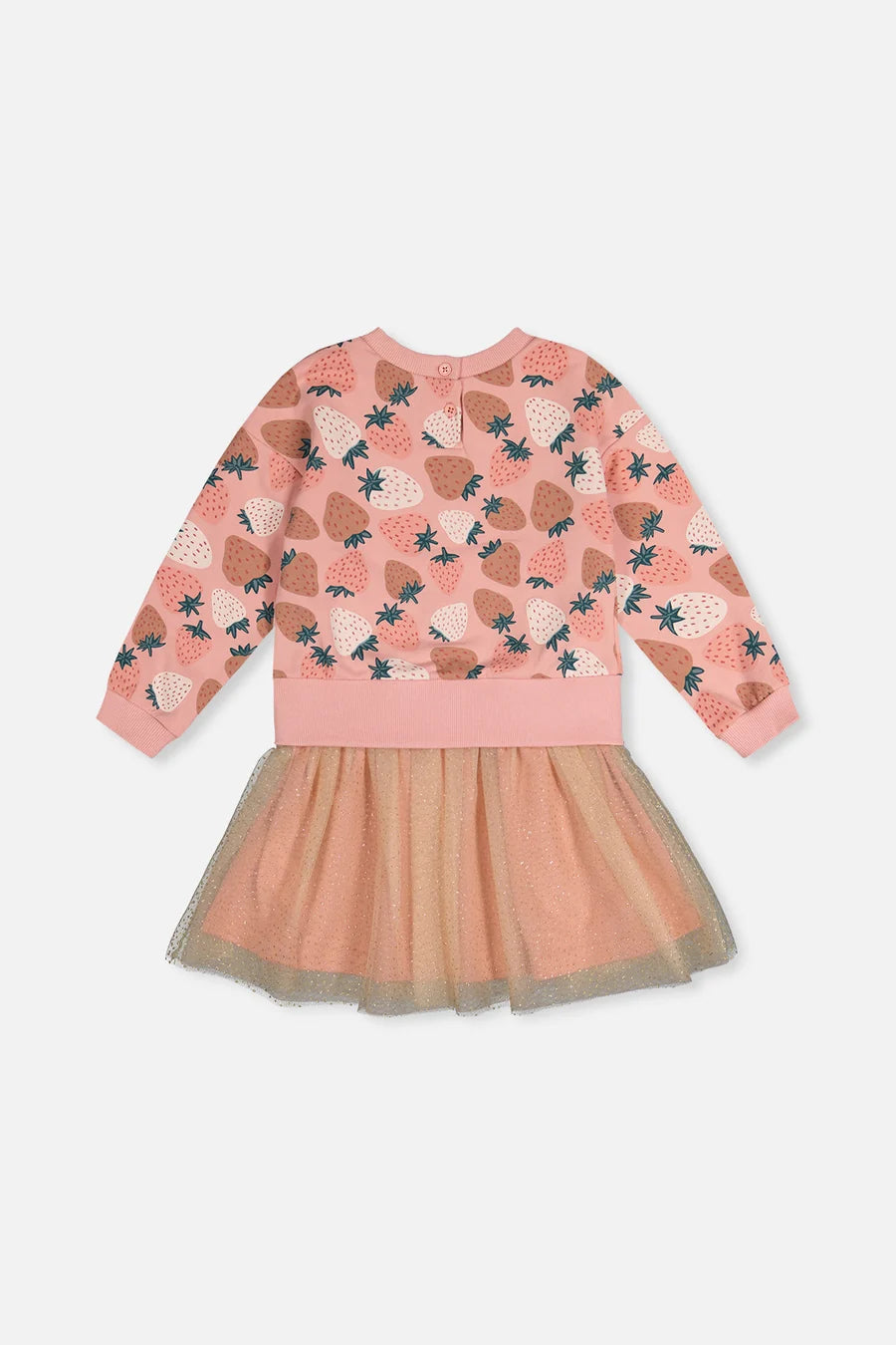 Deux Par Deux Bi-Material Dress - Big Strawberry
