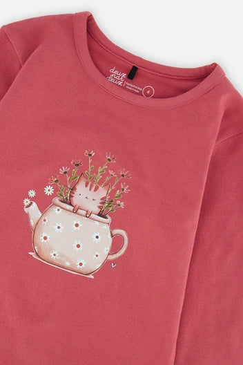 Deux Par Deux Organic Cotton Jersey T-Shirt Raspberry Pink