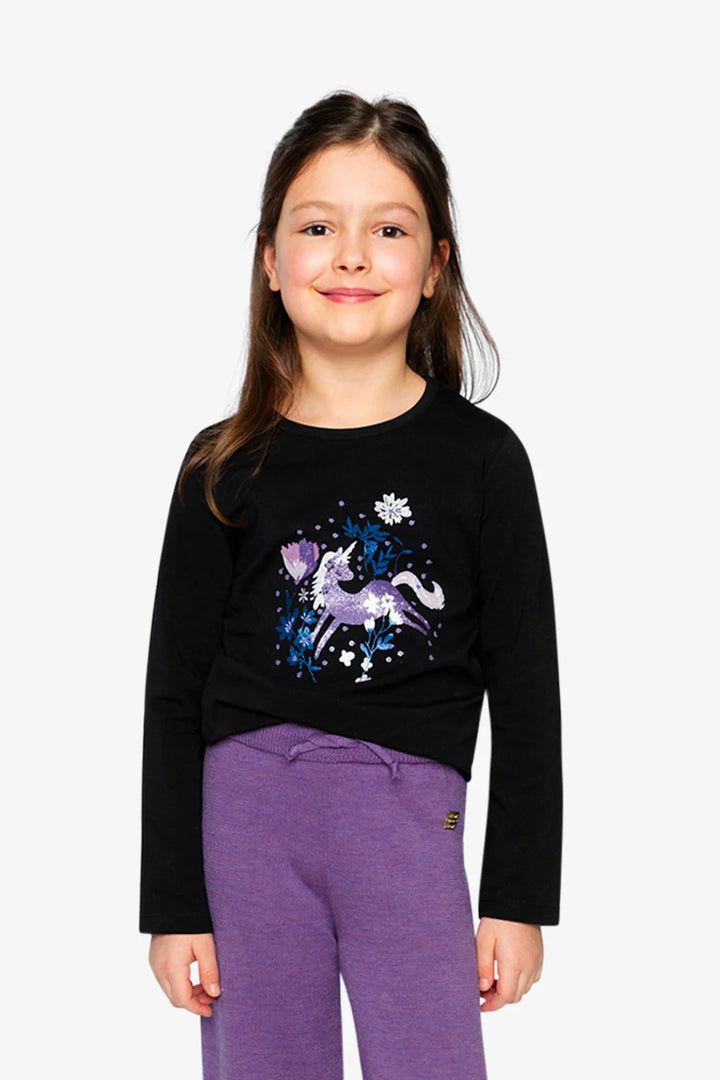 Deux Par Deux Organic Cotton Jersey T-Shirt Black And Mauve