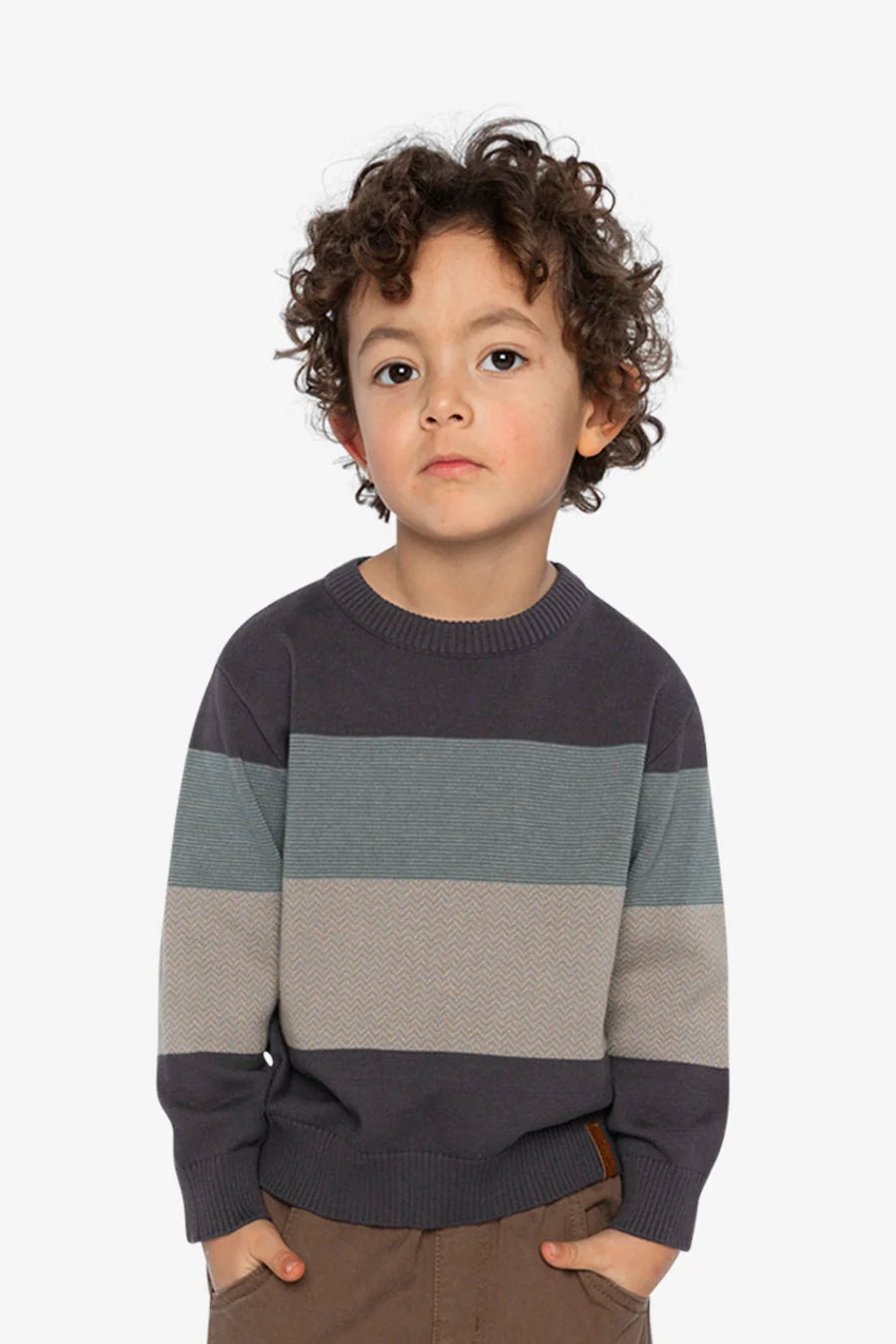 Deux Par Deux Color Block Sweater - Anthracite/Black
