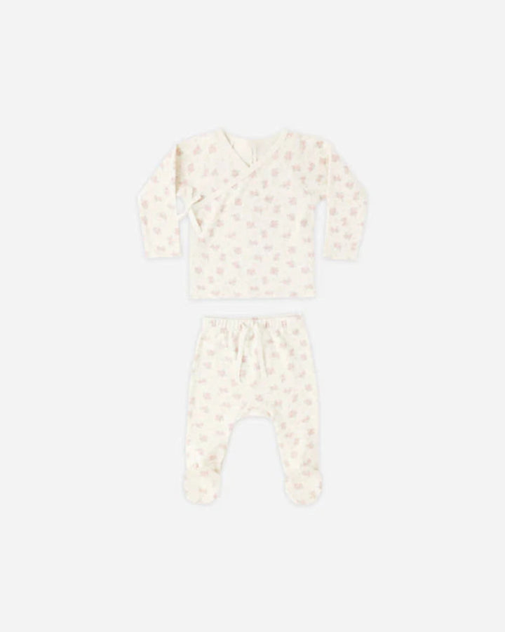 Quincy Mae Wrap Top &amp; Footed Pant Set - Flower Field