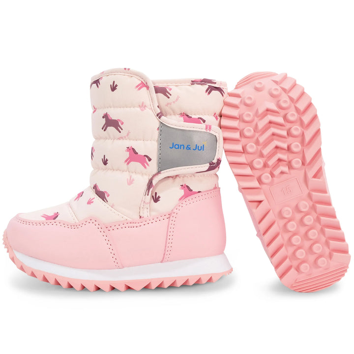 Jan &amp; Jul Toasty-Dry Tall Puffy Winter Boots - Pink Ponies