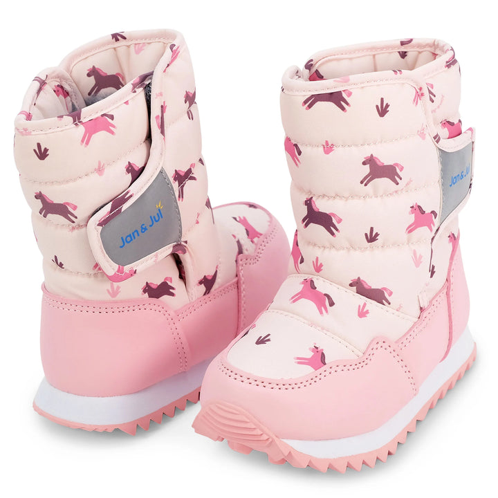 Jan &amp; Jul Toasty-Dry Tall Puffy Winter Boots - Pink Ponies