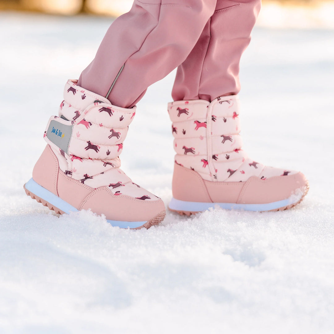 Jan &amp; Jul Toasty-Dry Tall Puffy Winter Boots - Pink Ponies