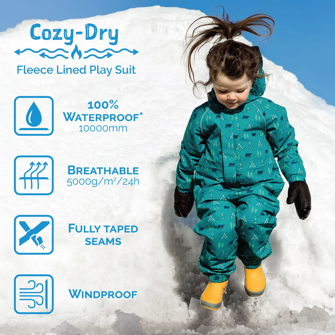 Jan &amp; Jul Cozy-Dry Fleece Rain Play Suit - Dark Spruce