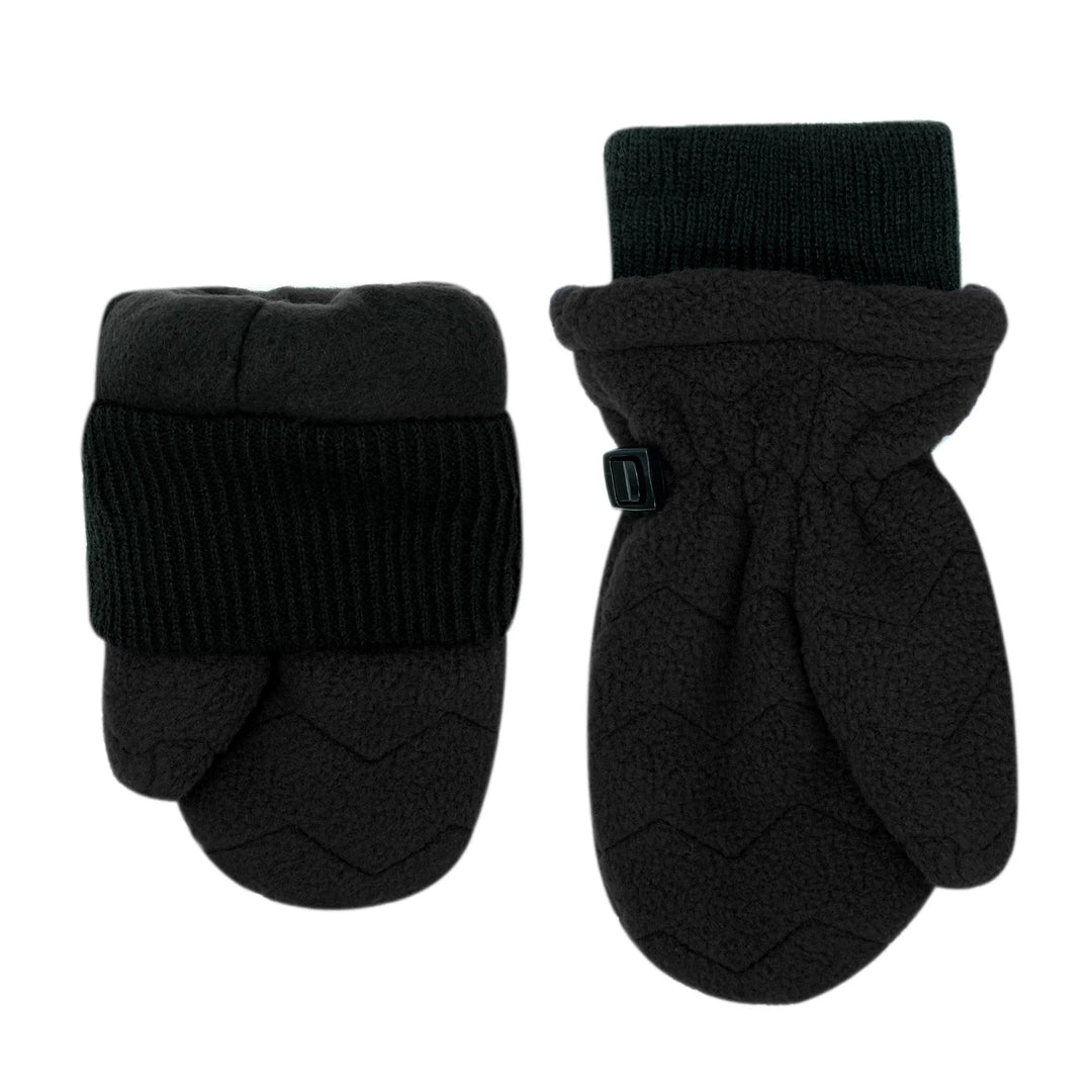 Jan &amp; Jul Fleece Mittens w/Ribbed Cuff - Black